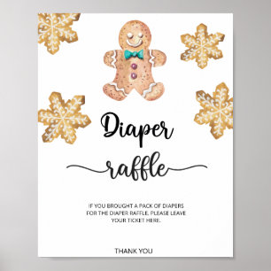 Póster rifa de pañales de galleta de hombre de jengibre