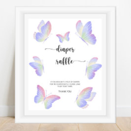 Póster Rifa de pañales de mariposa