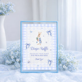 Póster Rifa de pañales para baby shower de conejito de gi