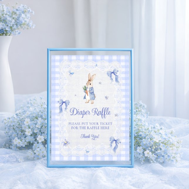 Póster Rifa de pañales para baby shower de conejito de gi (Subido por el creador)