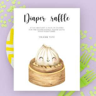 Póster Rifa de pañales para baby shower de dumpling chino