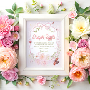 Póster Rifa de pañales para niña Love Bug Bow