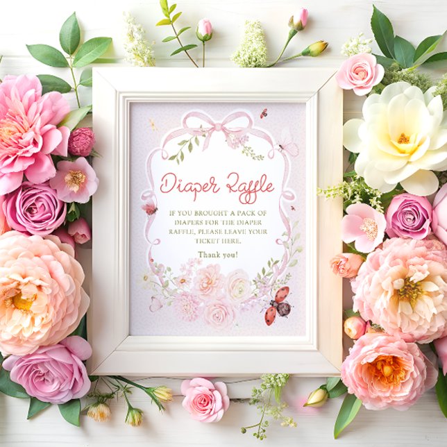 Póster Rifa de pañales para niña Love Bug Bow (Subido por el creador)