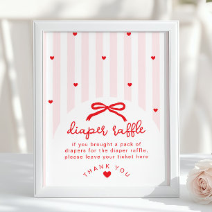 Póster Rifa de pañales Querido Bebe Shower Arco Rojo