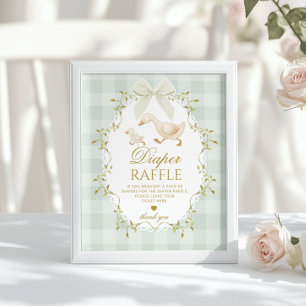 Póster Rifa de Pañales Silly Goose Sage Verde Caprichoso