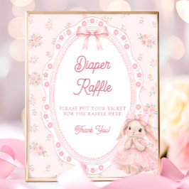 Póster Rifra de pañales para Baby Shower de conejito con 