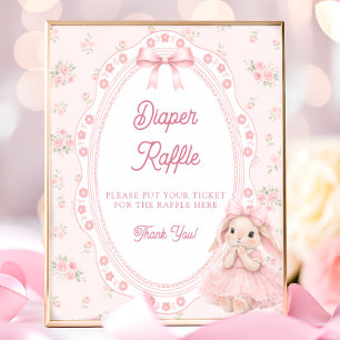 Póster Rifra de pañales para Baby Shower de conejito con 