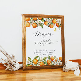 Póster Rifra de pañales para Baby Shower Naranjas Brillan
