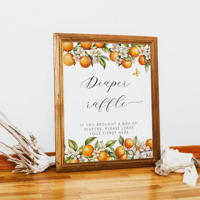 Póster Rifra de pañales para Baby Shower Naranjas Brillan (Subido por el creador)