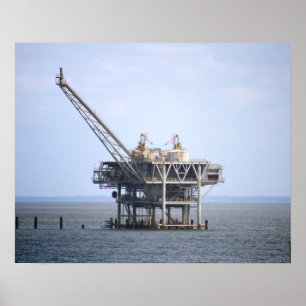 Póster Rig industrial en el color del océano del Golfo 16
