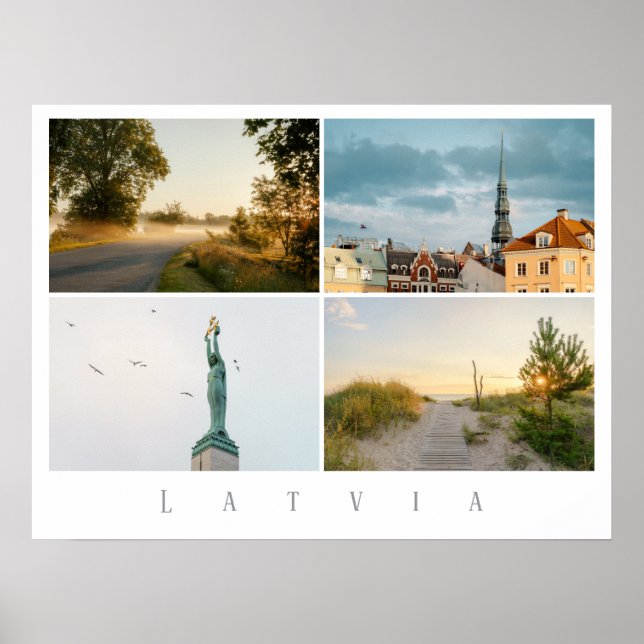 Póster Riga and Latvia Travel Photo Collage (Frente)