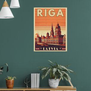 Póster Riga City, Letonia, cultura báltica, regalos vinta
