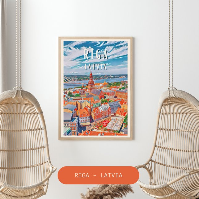 Póster Riga, joyau de la Baltique (Riga est la capitale de la Lettonie. Construite sur la mer Baltique au fond de Riga.)