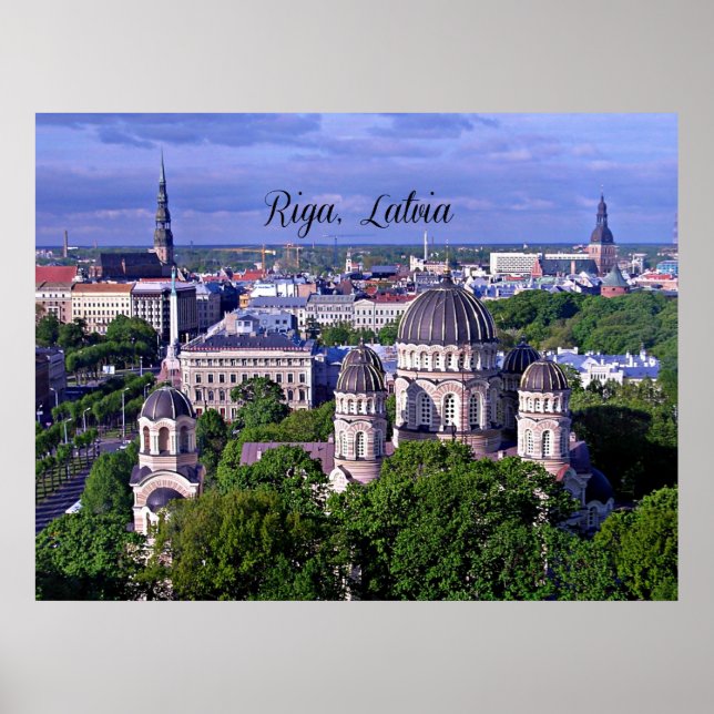 Póster Riga, Letonia, paisaje urbano (Frente)