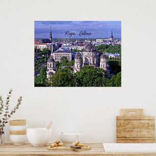 Póster Riga, Letonia, paisaje urbano