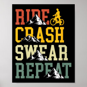 Póster Rige Crash Swear Repetir Funny Bicicleta Bicicleta