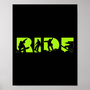 Póster Rige Snowboard Shock Green Snowboard Green Ride Sn
