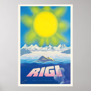 Póster Rigi Suiza Suiza Bernés Esquí Deporte Invernal