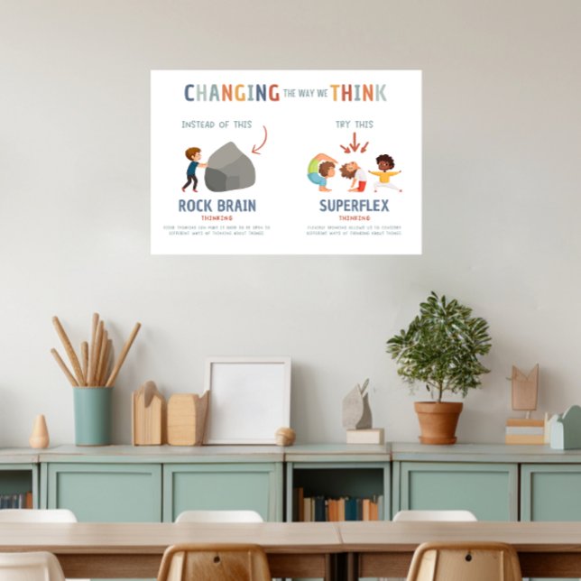 Póster Rigid vs. Superflex Way to Think Classroom Poster (social emotional learning, education, Montessori, homeschool, education, classroom posters)