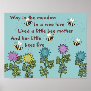 Póster Rima infantil Country Bees and Flowers Nursery