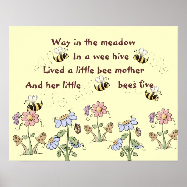 Póster Rima infantil de Nursery Country Bees and Flowers (Frente)