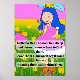 Póster rima infantil dibujos animados divertida Little Bo
