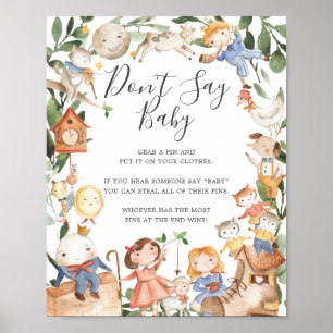 Póster Rimas Infantiles para Baby Shower Letrero de No Di