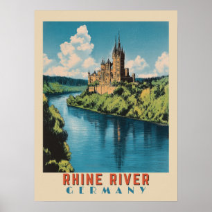 Póster Rin River Alemania Viajes de época
