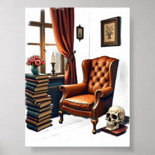 Póster Rincón de lectura de Dark Academia Libros antiguos