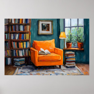 Póster Rincón de lectura fauvista – Hogar acogedor person