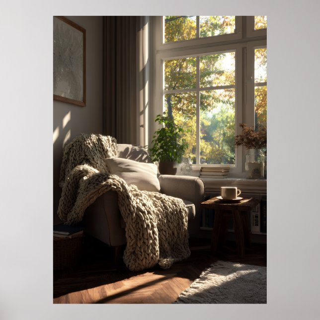 Póster Rincón de Otoño con Butaca Beige (Frente)