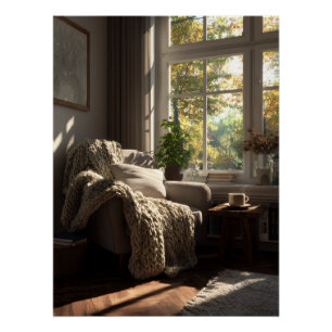 Póster Rincón de Otoño con Sillón Beige