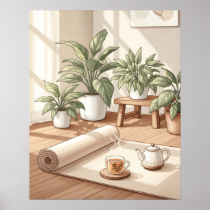 Póster Rincón de Yoga Minimalista Espacio de Meditación T
