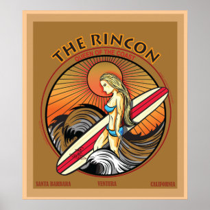 PÓSTER RINCON SAN BARBARA CALIFORNIA SURFING