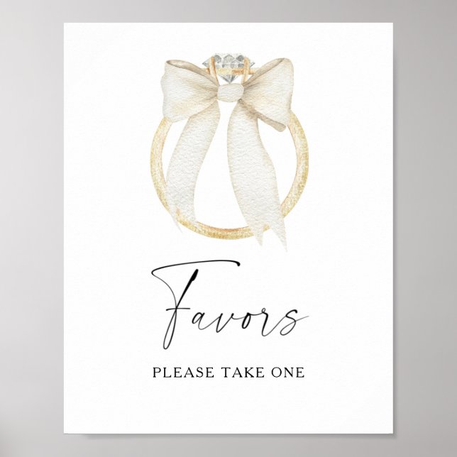 Póster Ring & Bow bridal shower Favors please take one  (Frente)