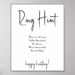 Póster Ring Hunt Bridal Shower Game Rótulo