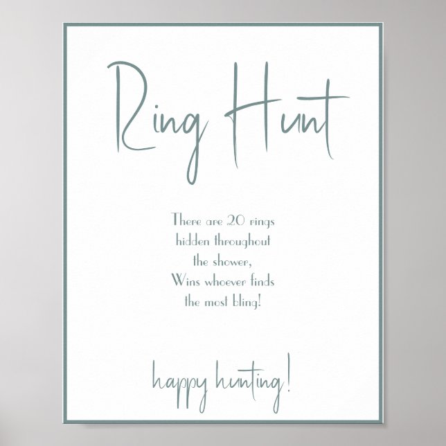 Póster Ring Hunt Bridal Shower Game Rótulo (Frente)