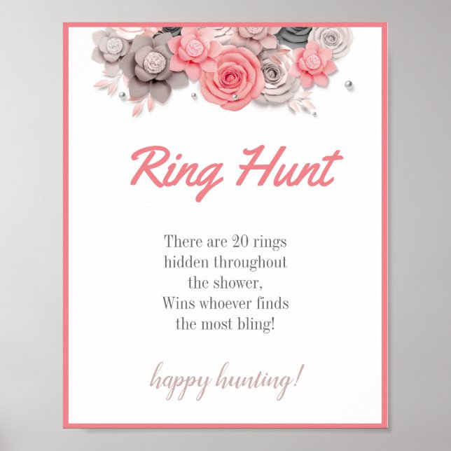 Póster Ring Hunt Bridal Shower Game Rótulo (Frente)