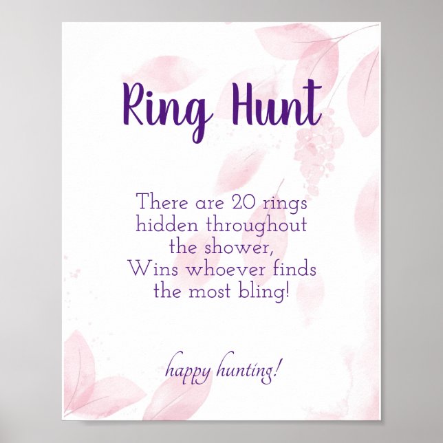 Póster Ring Hunt Bridal Shower Game Rótulo (Frente)