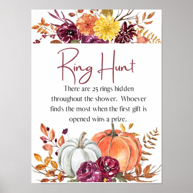 Póster Ring Hunt Fall Bridal Shower Game (Frente)