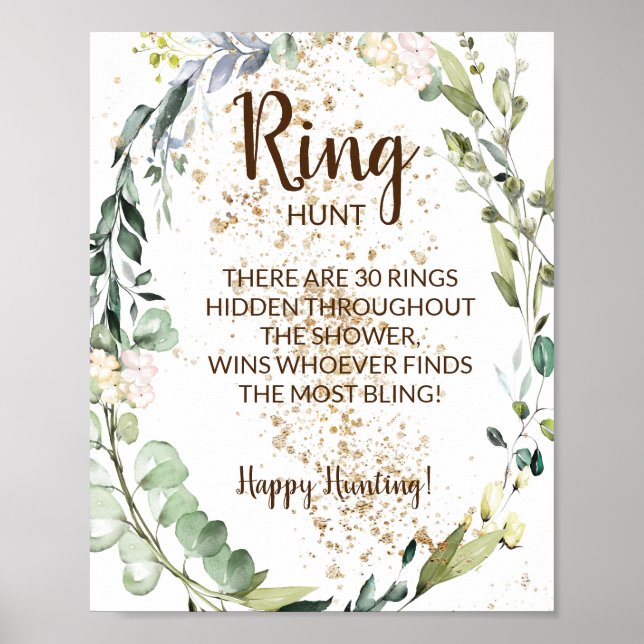 Póster Ring Hunt Herbal Bridal Shower Game Rótulo (Frente)