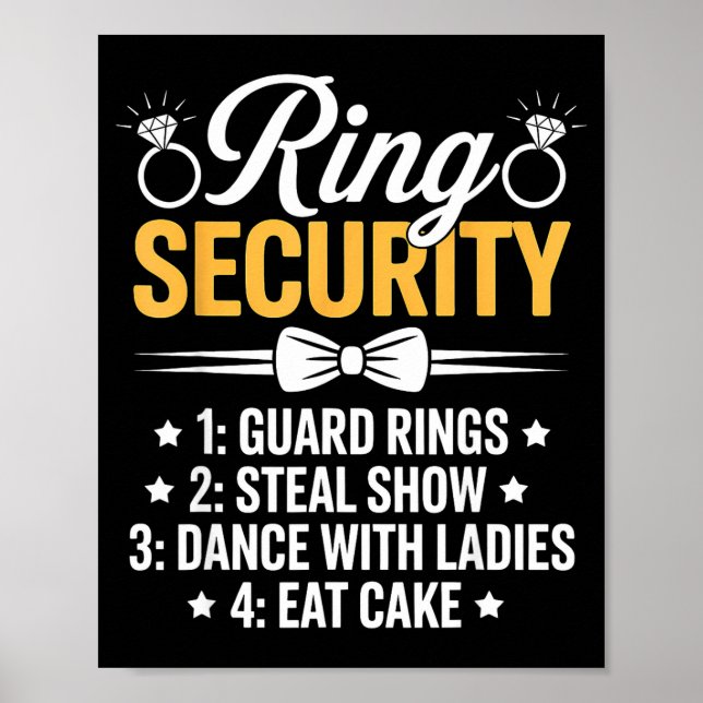 Póster Ring Security Wedding Party Funny Ring Bearer  (Frente)