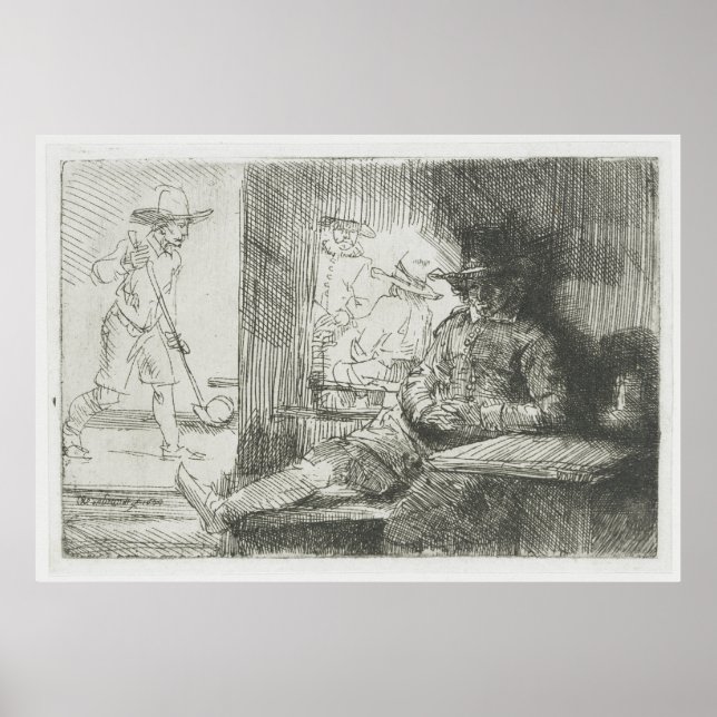 Póster Ringball Player - Rembrandt Etching Golf Print (Frente)