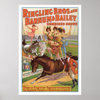 Póster Ringling Bros. Anuncio de Equestriennes en los año