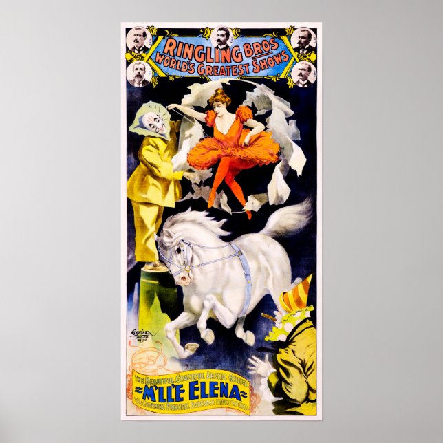 Póster Ringling Bros celebran Miss Elena Old American Cir (Frente)