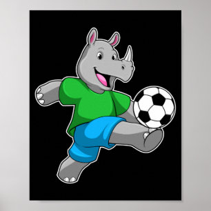 Póster Rinoceronte como jugador de fútbol con camiseta de