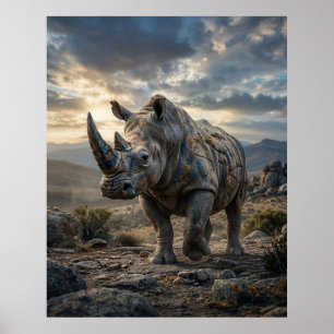 Póster Rinoceronte de Piedra Llanuras Ásperas