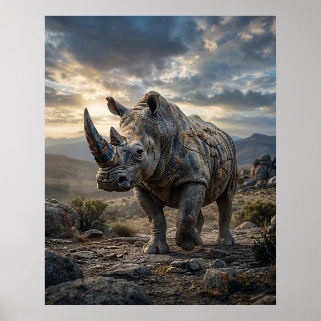 Póster Rinoceronte de Piedra Llanuras Ásperas (Frente)