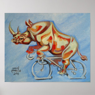Póster Rinoceronte en bicicleta