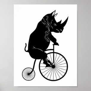 Póster Rinoceronte en bicicleta